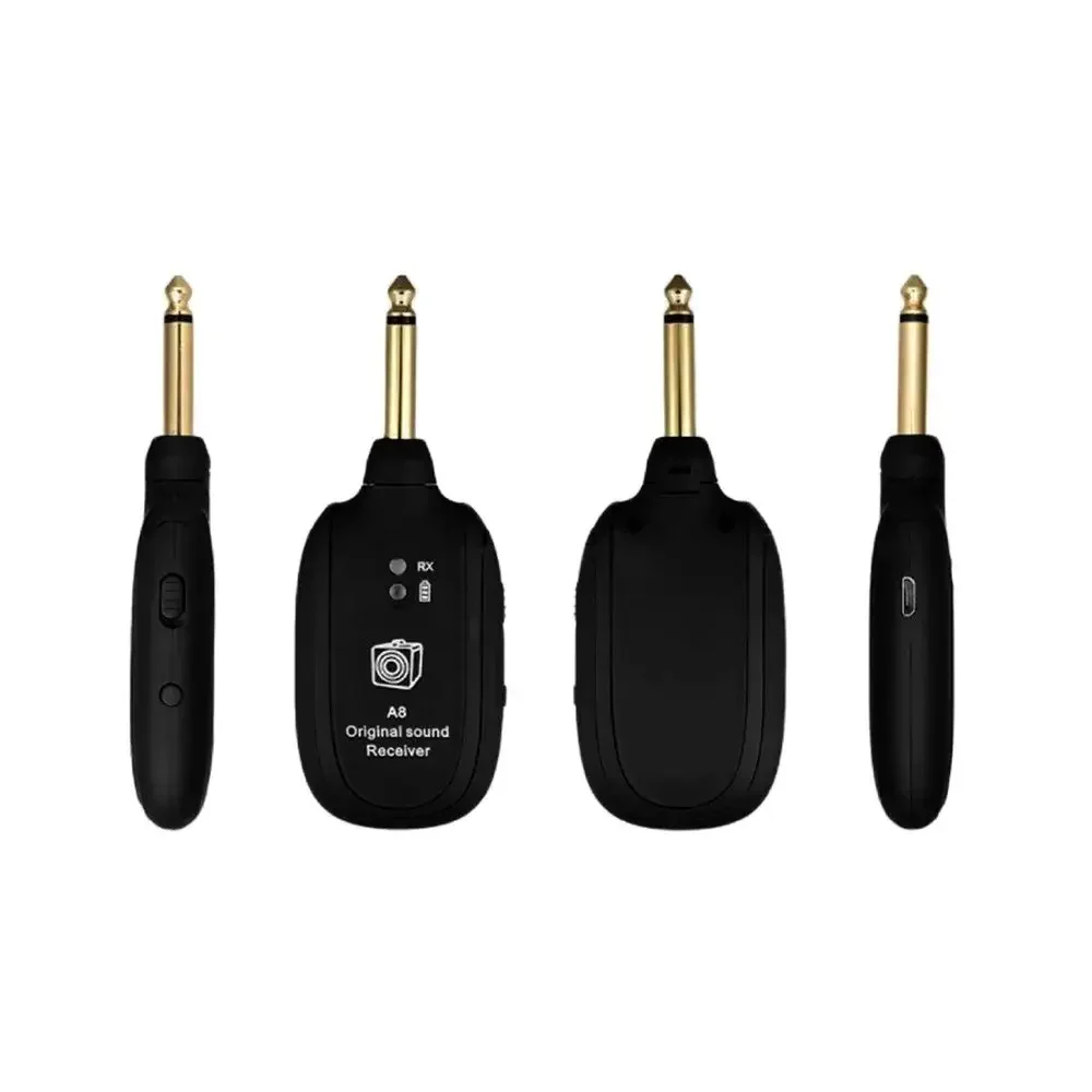 A8 UHF Gitarre Wireless System Sender Empfänger Eingebauter wiederaufladbarer kabelloser Gitarrensender für E-Gitarre Bass Image