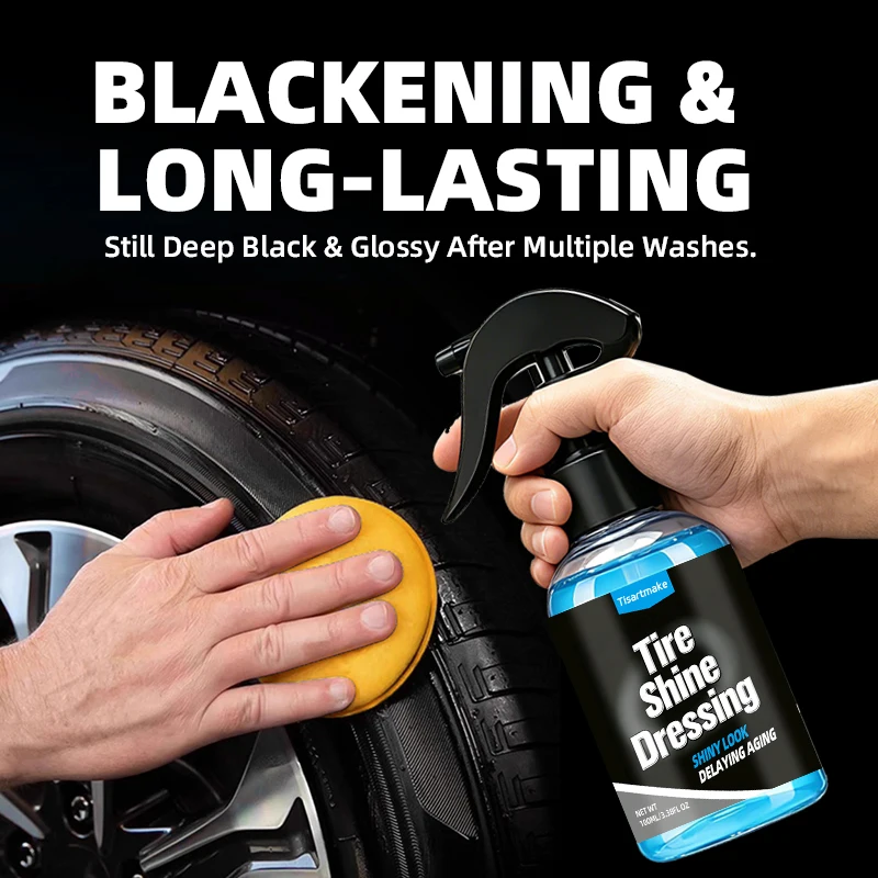 Schwarzer Wet-Look Reifenglanz-Aufbereiter, für ein ganz neues Level an Glanz und Schwarztiefe, sicher für Autos, LKWs, Motorräder, Wohnmobile Image