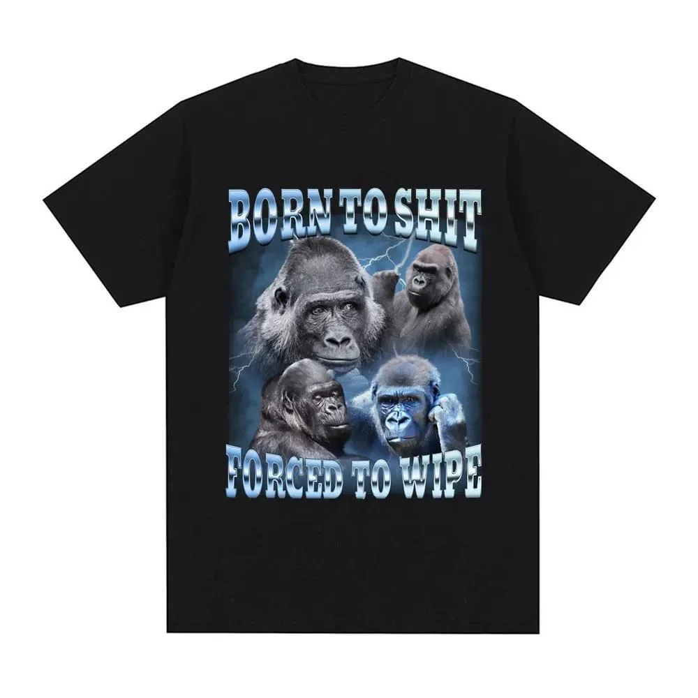Lustiges T-Shirt mit Gorilla-Grafikdruck, lässiges Kurzarm-T-Shirt für Männer und Frauen, Streetwear-Top im Harajuku-Stil mit einzigartigem Tierdesign Image