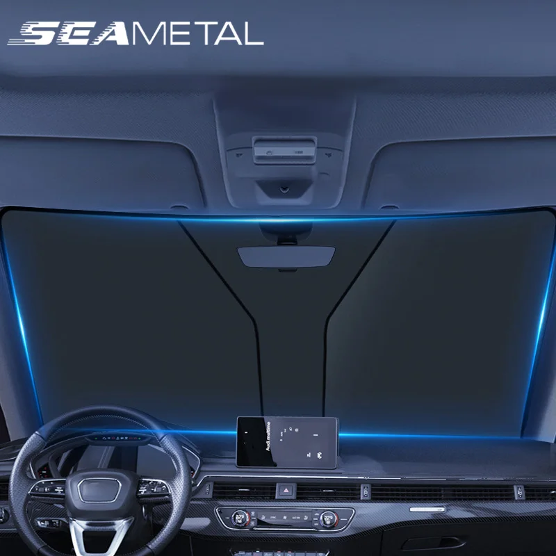SEAMETAL Auto-Front-Sonnenschutz, faltbarer Windschutzscheiben-Sonnenschutz, universell passend für Auto, LKW, SUV Image