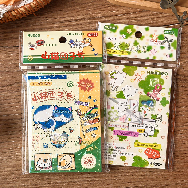 30 Blatt Kawaii Windspiel Gras Tagebuch M5 Aufkleber Buch DIY Tagebuch Scrapbook Ästhetische Briefpapier Aufkleber Image