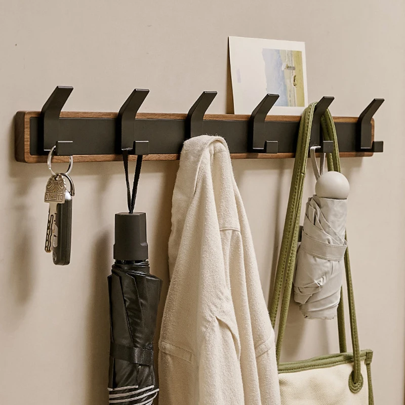 BAKALA-Wandhaken aus schwarzem Holz, hängende Garderobe für Badezimmer, Küche, Schlafzimmer, Flur, Kleiderhalter