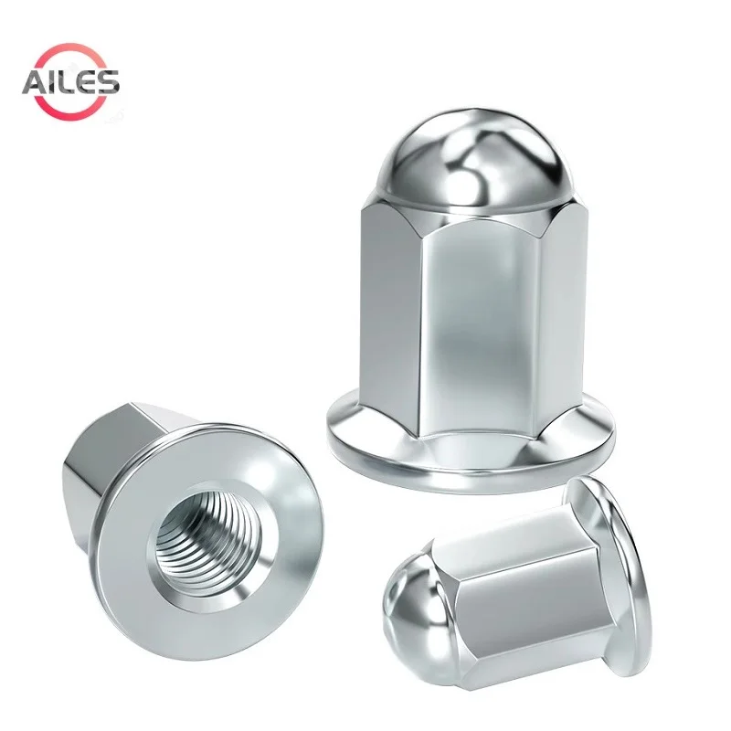 Weißer verzinkter Kohlenstoffstahl mit verlängertem Flansch, Eichelmuttern, erhöhte Flanschkappenmuttern M5, M6, M8, M10, für Motorrad-Zylindermuttern Image