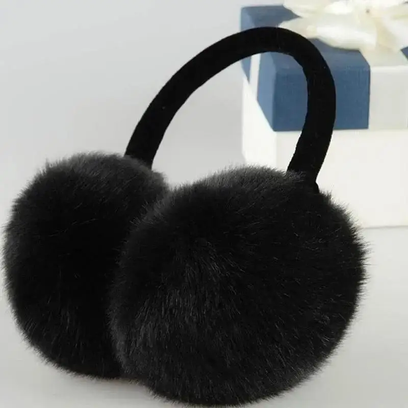Plüsch-Ohrenschützer in Schwarz, Winter, winddicht, warm, Plüsch-Ohrenschützer, Unisex, Herren und Damen, universeller Gehörschutz, Frostschutzmittel-Plüsch-Ohrenschützer Image