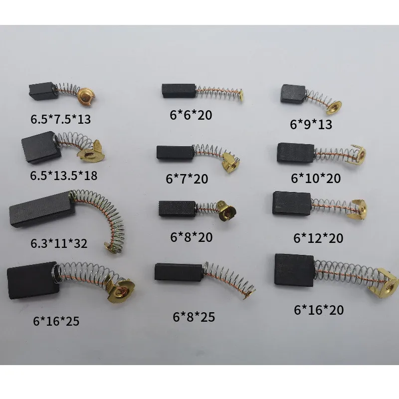 10 Stück Elektrowerkzeug Kohlebürste Elektrohammer Winkelschleifer Graphitbürste Ersatz mehr als 30 Größen Image