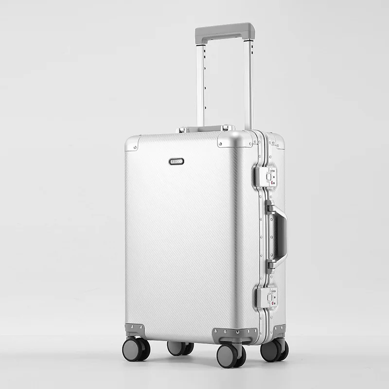 Handgepäck – Premium-Trolley-Koffer aus Aluminium-Magnesium-Legierung, neues Design, kohlefaserverstärkt, TSA-zugelassenes Schloss