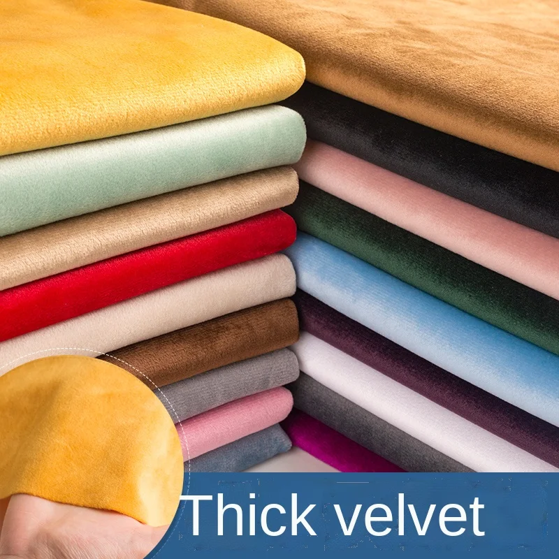 Verdickte Samtstoffe am halben Meter mit Design, glitzernder Sofa-Stuhlbezug, Nähstoff, weich, dunkel, schwarz, blau, weiß, grün Image