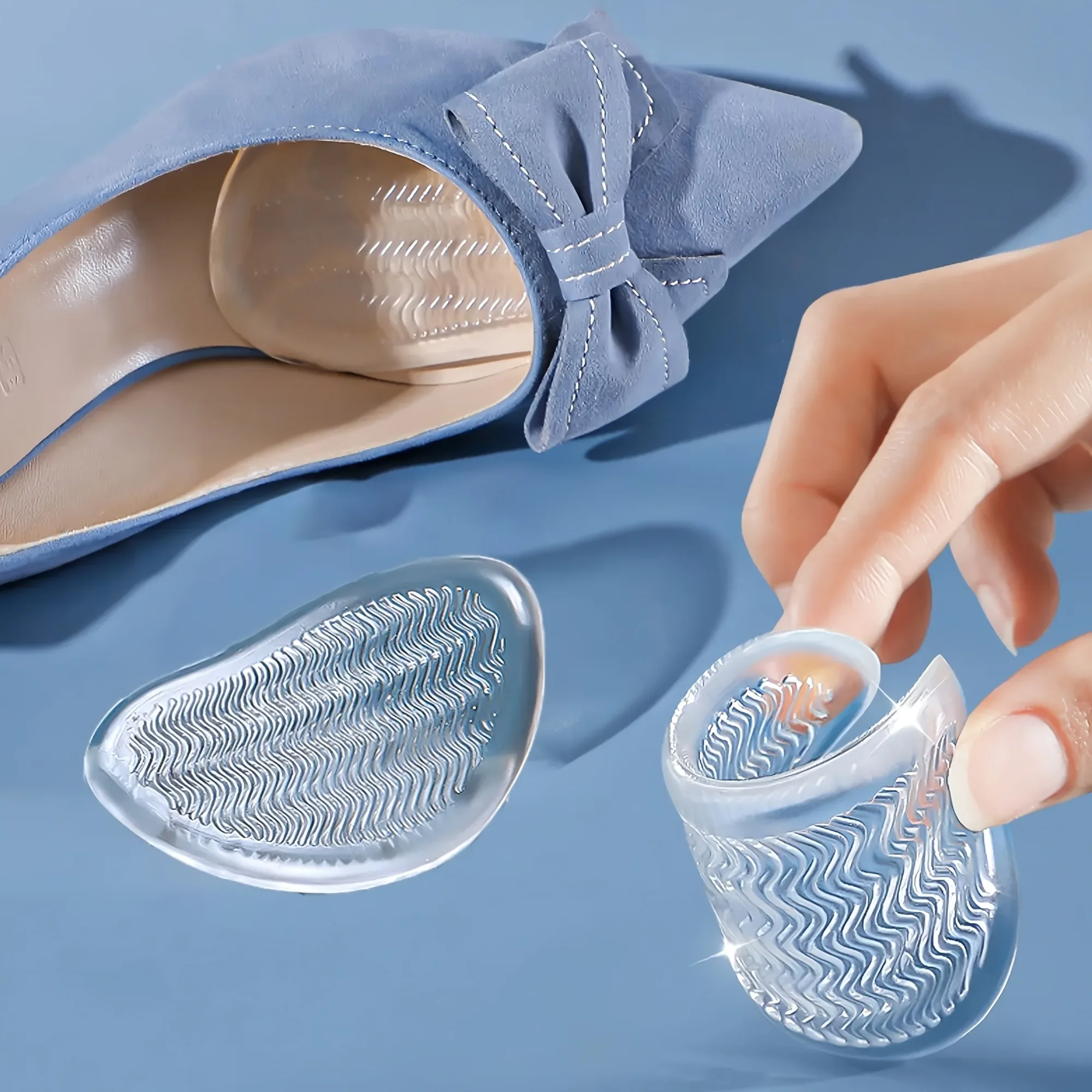Halbe Einlegesohlen Vorfußpolster | Rutschfeste Silikongel-Einsätze für High Heels und Sandalen, Fußschmerzlinderungskissen für Damen und Herren Image