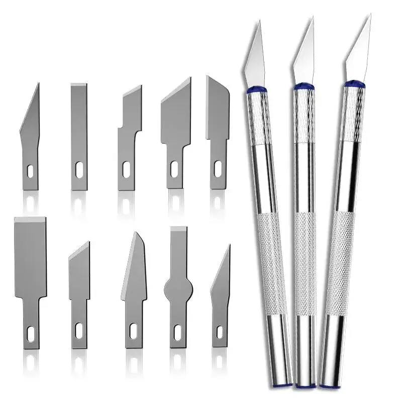 13 stücke Metall Carving Messer Set High Carbon Stahl Skalpell Messer Werkzeuge Kit Polymer Clay Stift Messer Handwerk Carving Cutter Reparatur werkzeug Image