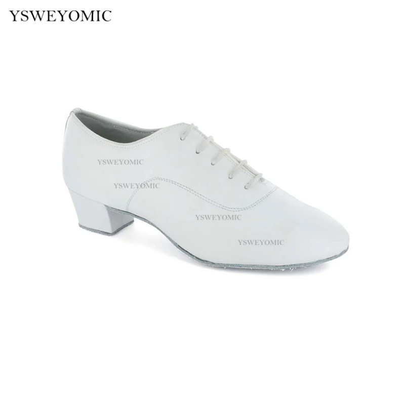Männer Schuhe Latin Dance Schuhe Erwachsenen Ein Sohlen Weiß Leder Weiche Tänzerin Lehrer Ausbildung Weiche Tanz Schuhe Männlichen Ferse 2,5 cm 4,5 cm
