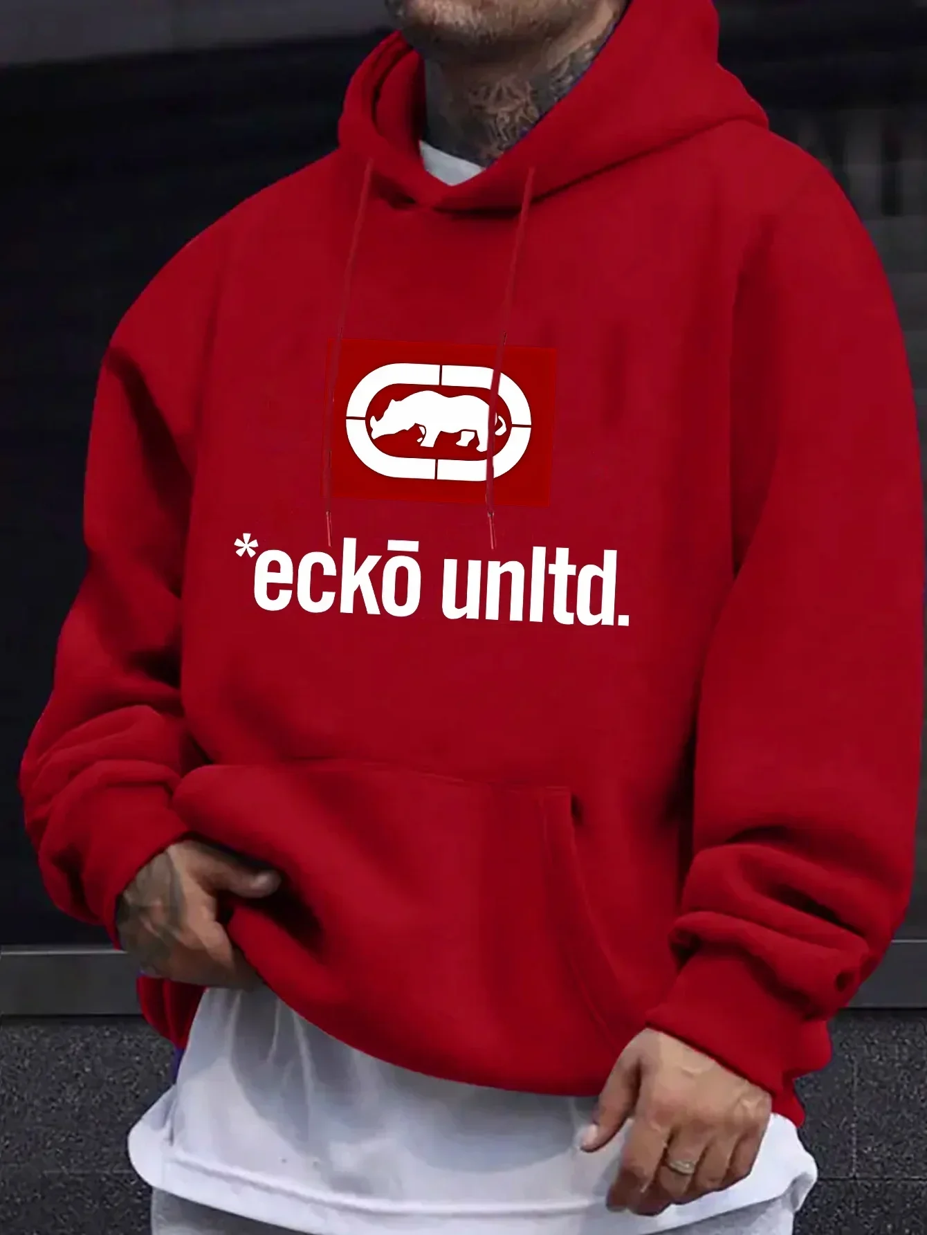 Herren-Hoodie mit Grafik „Ecko Unlimited“ – Lässiger Pullover mit langen Ärmeln, normale Passform, Herbst/Winter, lässiger Hoodie