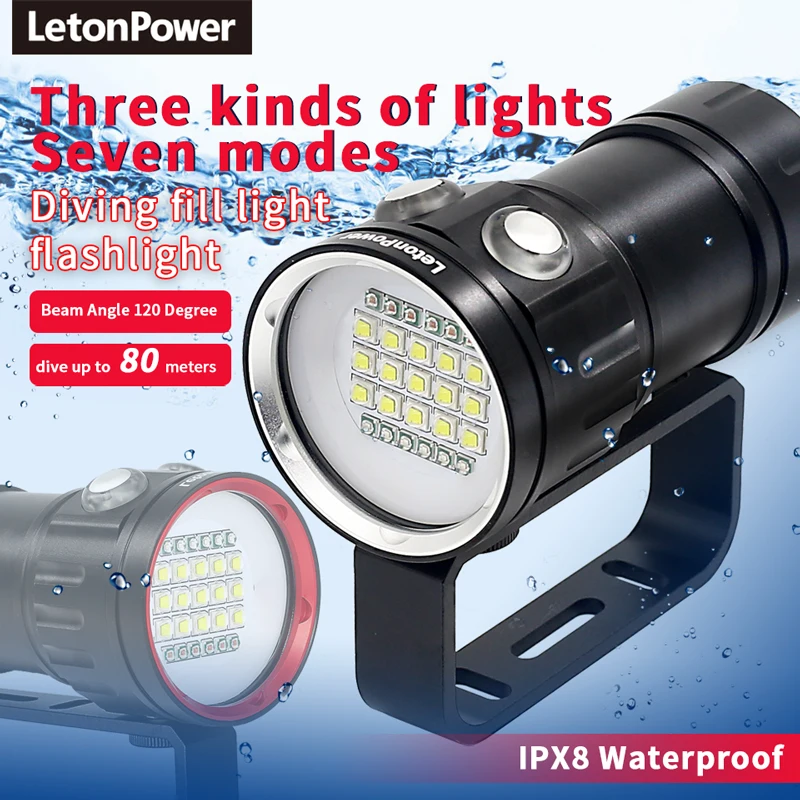 Profession elle Unterwasser 27 LED Fotografie Licht Highlight Lampe 20000Lumen Tauchen Taschenlampe m wasserdichte Videokamera Taschenlampe