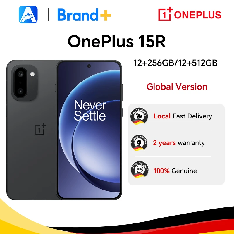 OnePlus 15R Globale Version Smartphone 5G, 12 GB + 256 GB, 12 GB + 512 GB, Snapdragon 8 Gen 5, 7400 mAh, 165-Hz-Display, IP69, Schwarz Image