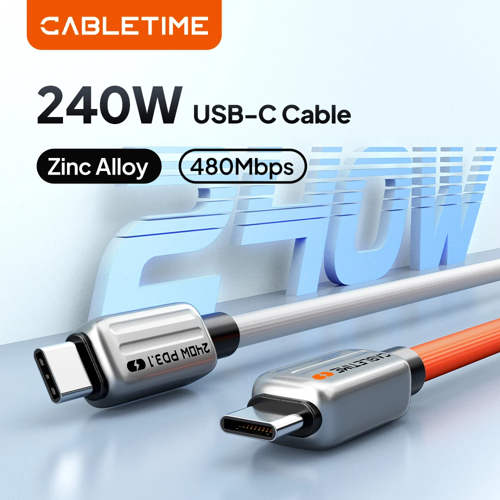 CABLETIME PD 240 W USB-C-Kabel PD3.1 Typ C Schnellladekabel USB C auf C Stromkabel für MacBook Laptop iPhone 16 XIAOMI Image