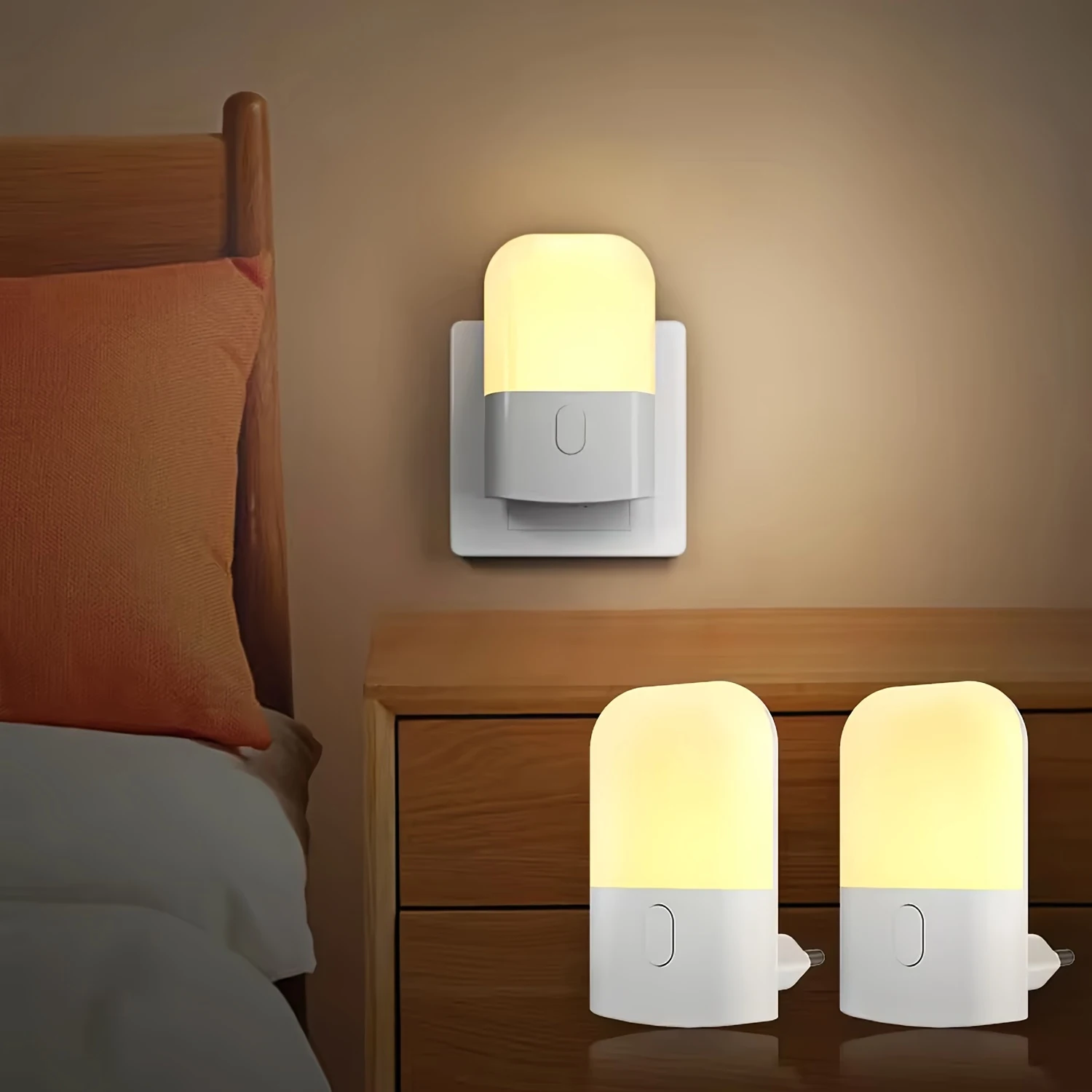 1/2 Stück Plug-in-LED-Nachtlicht, Mini-Warmweiß-LED-Nachtlicht, einstellbare Helligkeit für Schlafzimmer, Badezimmer, Küche, Flur