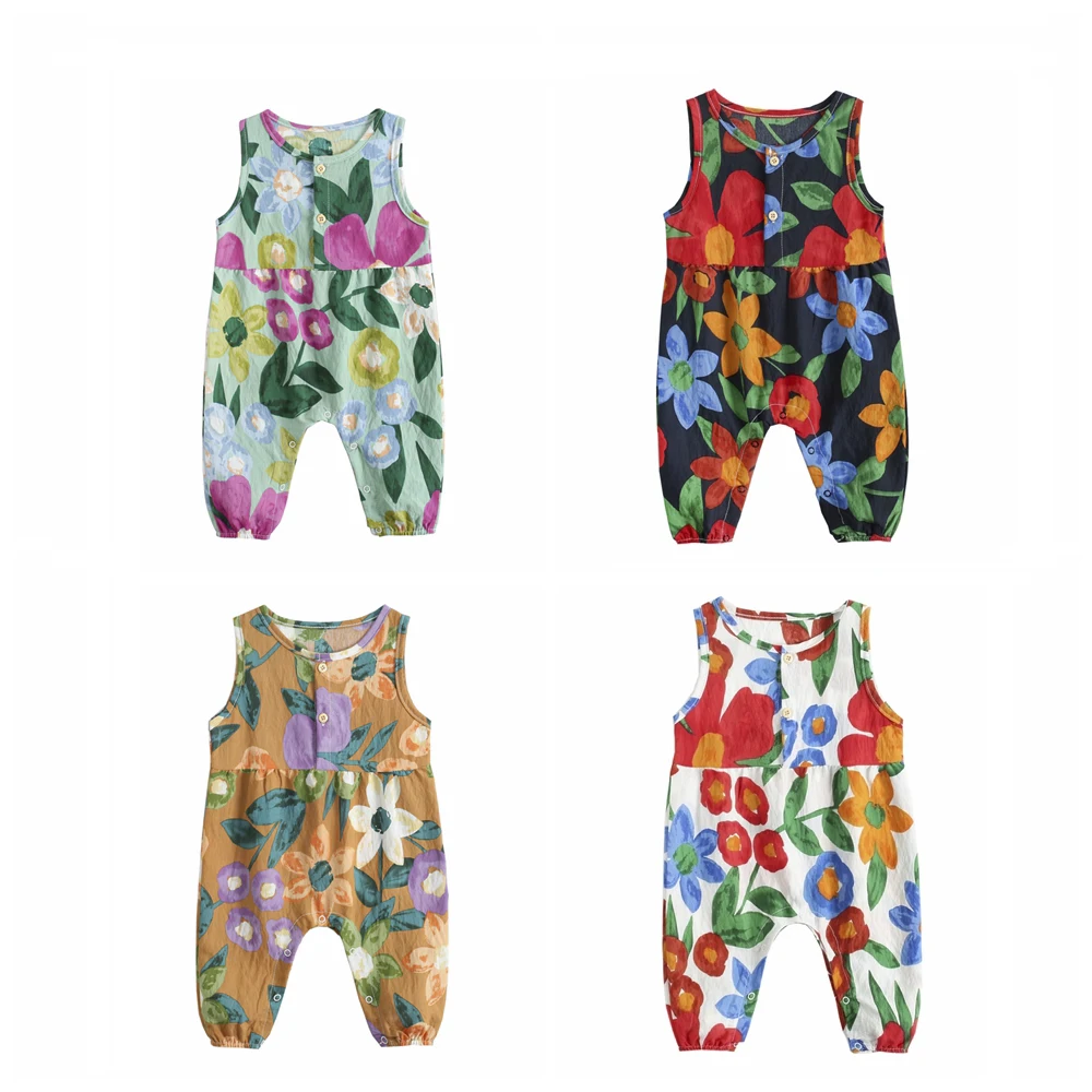 Sanlutoz Blumen Baby Mädchen Bodys Ärmellos Sommer Baby Body Baumwolle Babykleidung für Neugeborene Image