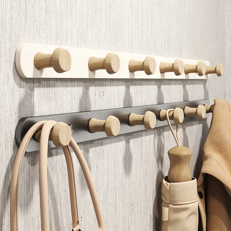 Wandgarderobe, Hängegarderobe für den Eingangsbereich, Garderobe aus Metall und Holz, Garderobe mit rustikalen Haken, Schiene für Mantel, Schal, Tasche, Handtuch, Schlüssel