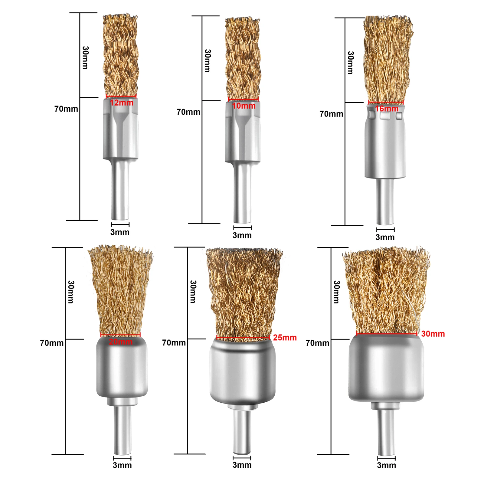 1PCS Kupfer Beschichtete Stahl Draht Pinsel Draht Polieren Pinsel Metall Rost Entfernung Pinsel für Bohrer Dreh Werkzeug Image