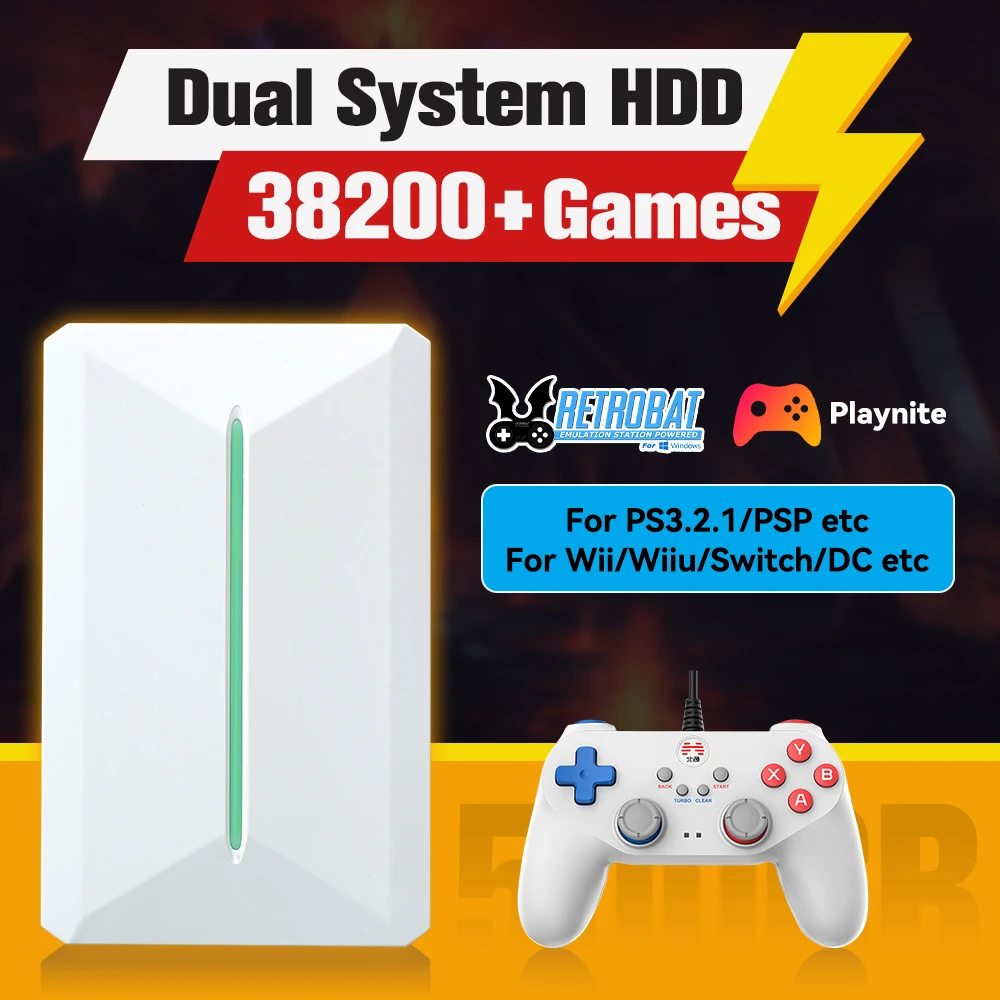 Retrobat&Playnite System HDD Retro-Spielekonsole für PS3/PS2/WIIU/WII/Switch/MAME 50+Emulators 38293 Spiele und 42 AAA PC-Spiele für PC Image