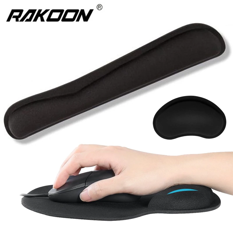 RAKOON Mauspad mit Handgelenkauflage, rutschfeste Basis, Handgelenkauflage, ergonomisches Mauspad für Schreibkraft, Büro, Gaming, PC, Laptop Image