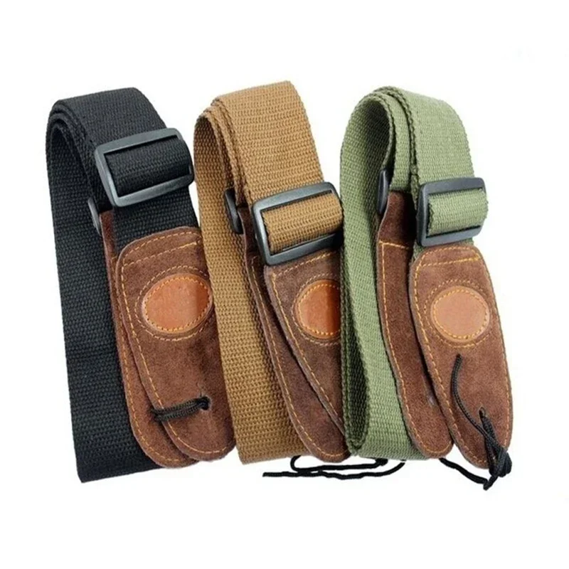 1 stücke Gitarre Rindsleder Kopf Baumwolle Strap Elektrische Gitarre Folk Akustische Gitarre Universal Musical Instrument Durchführung Zubehör Image