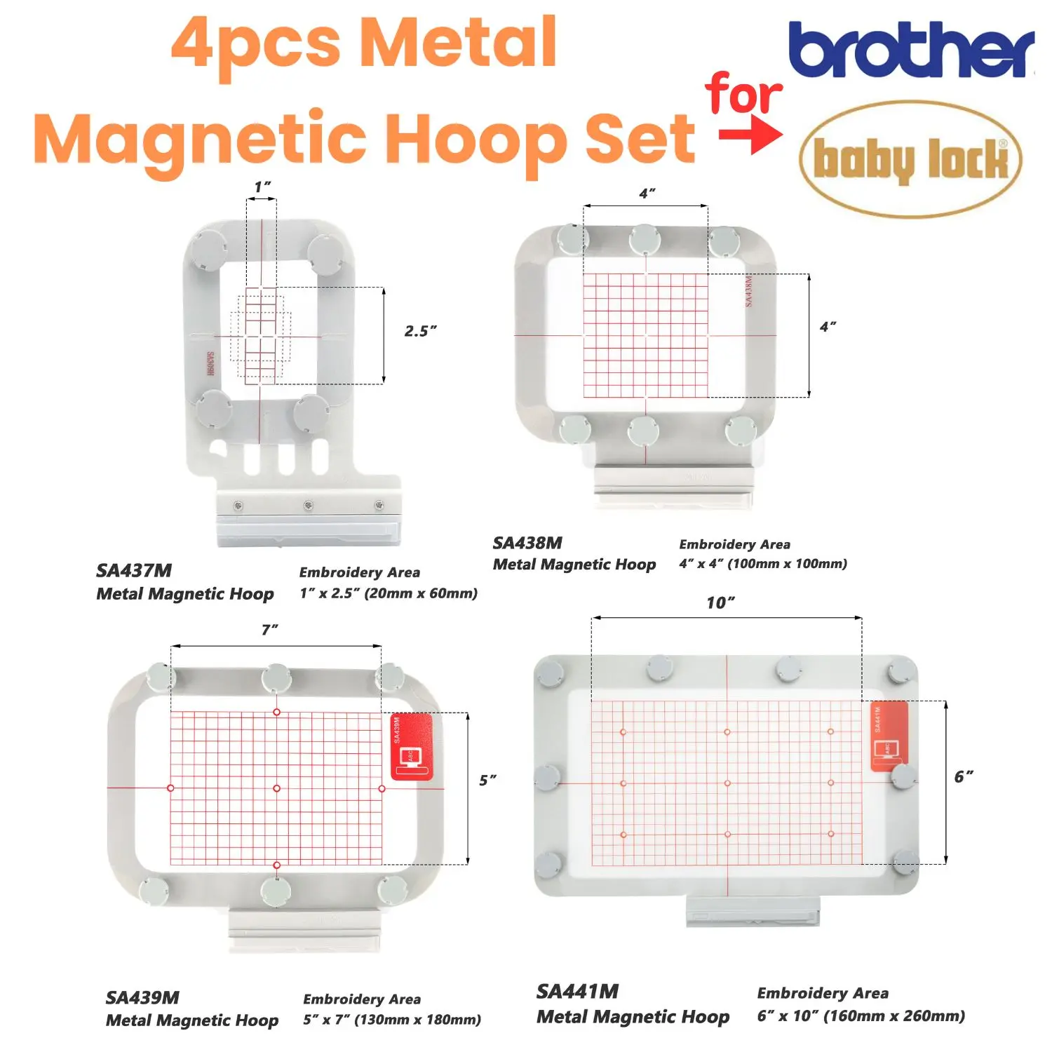 Metall-Magnetreifen-Set für Brother V3 V5 V7 BP2100 BP2150L BP1430L NV870 NV800E VE2300 NQ1400E XE1 XJ1 Stickmaschinen Image