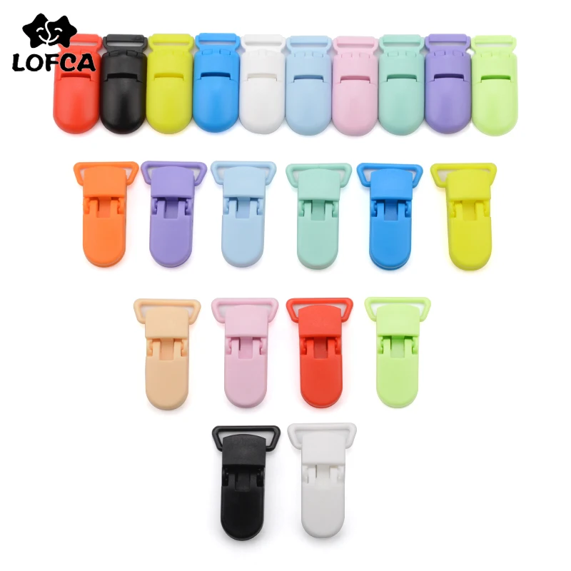 LOFCA 50 stücke 15/20mm Baby Schnuller Clips Kunststoff Schnuller Clips Infant Nippel Multi Farbe Klemm DIY Baby zahnen Spielzeug, Der Image