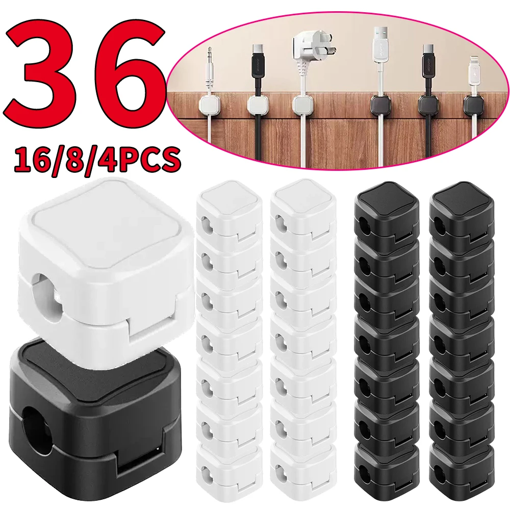 36/16/8/4PCS Magnetische Kabel Clips Kabel Glatte Einstellbare Kabel Halter Unter Schreibtisch Kabel Management draht Keeper Kabel Organizer Image