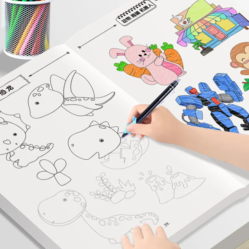 Lustiges Tier- und Pflanzenverfolgungs- und Kopierhandbuch, Zeichenübungsbuch für Kinder, Skizzenkopieren für Kinder ab 3 Jahren Image