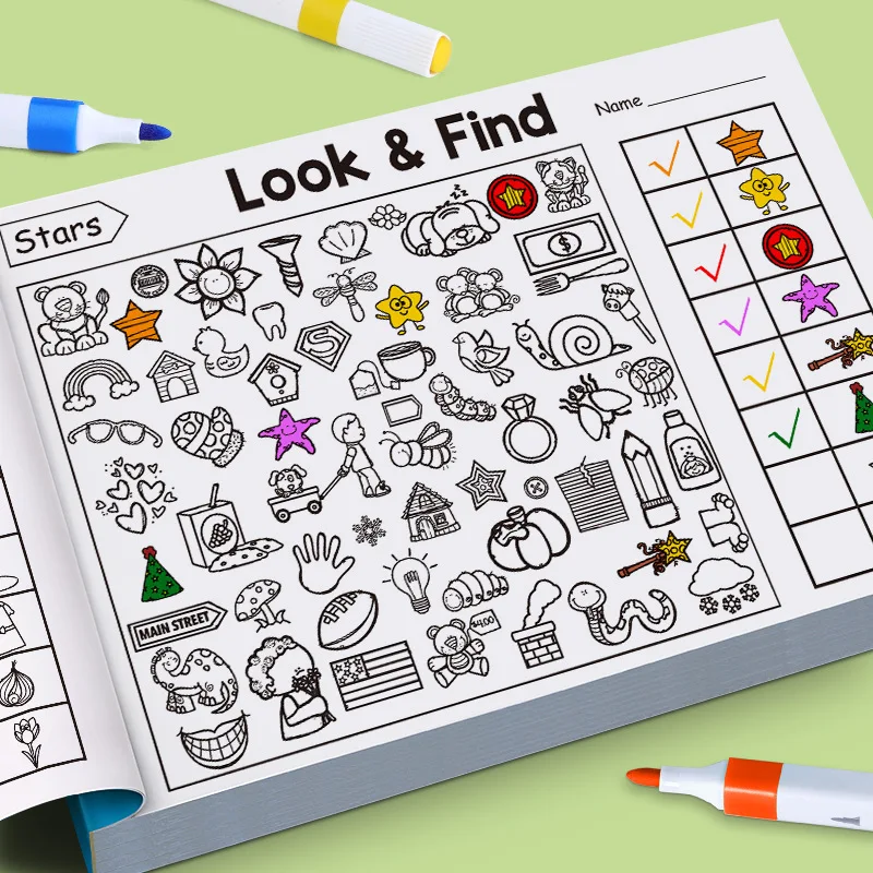 Lustiges Malbuch für Kinder: Suchspiel zur Verbesserung der visuellen Wahrnehmung, Konzentration und Aufmerksamkeit, Handschrift-Übungsbuch Image