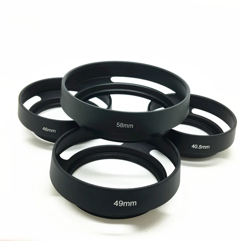 40,5 43 46 49 52 55 58 62 67 mm schwarz belüftete gebogene Metallkamera-Objektivhaube für Leica M für Pentax für Canon Sony für Olympus