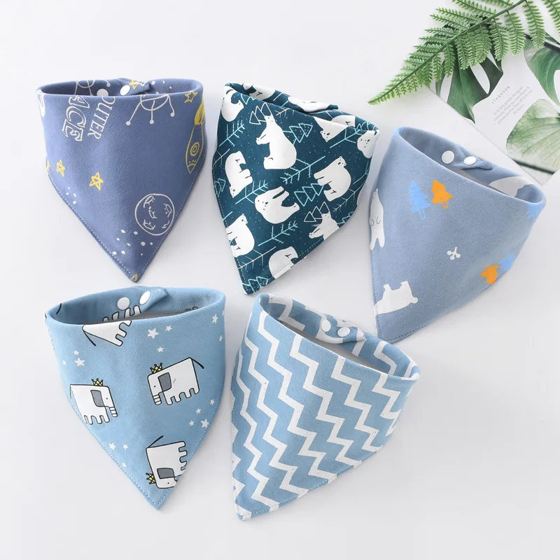 5 stücke Baby Speichel Handtuch Dreieck Schal Reine Baumwolle Bandana Wasserdichte Lätzchen Neugeborenen Jungen Mädchen Saugfähigen Tuch Lätzchen Speichel Schal Image