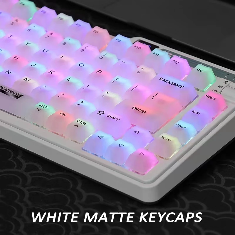 MAIMOOO milchig-weiße Tastenkappen, mattiert, transparent, matt, PC, 122 Tasten, Cherry für mechanische Tastatur, russische Hangul-koreanische Tastenkappen Image
