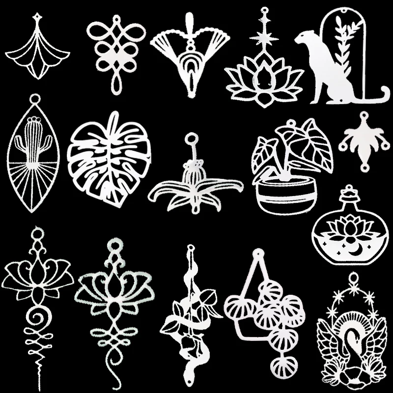 3 Stück Amulett Stern Lotus Blume Charms DIY Handwerk Ohrringe Halskette Schmuckherstellung Gothic Schlange Schwert Blatt Edelstahl Anhänger