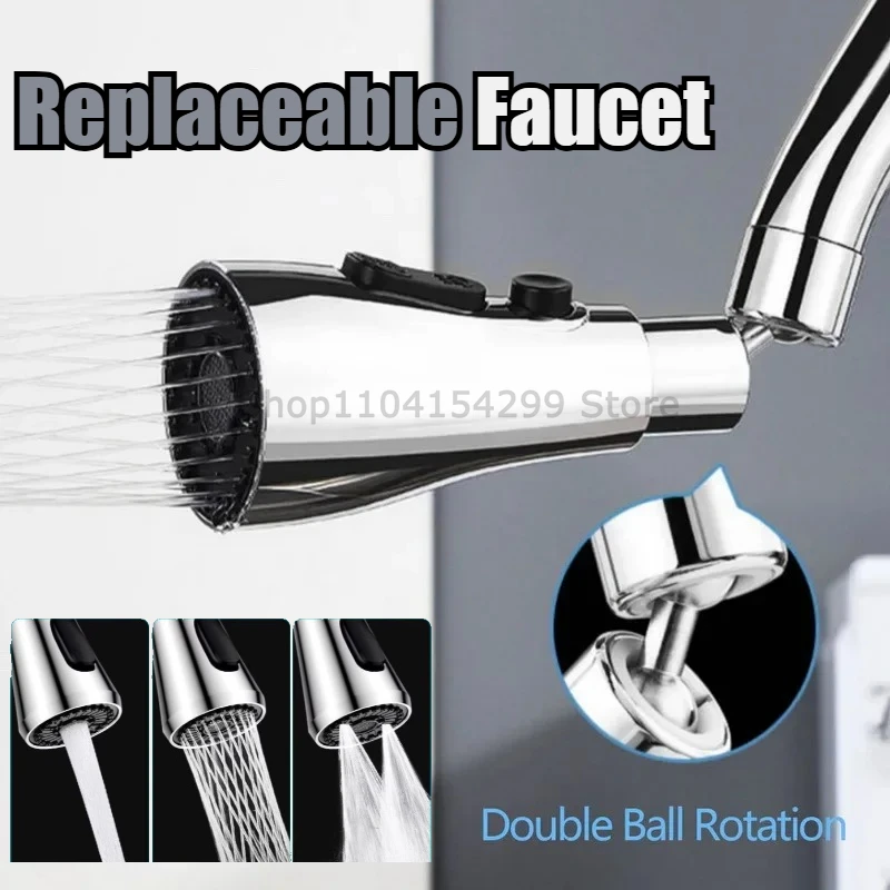 Universal 360° ° Rotation Küche Wasserhahn Extender 3 In 1 ABS Langlebig Wasser Sparen Dusche Spray Kopf Badezimmer Becken Wasserhahn Ersatz Image
