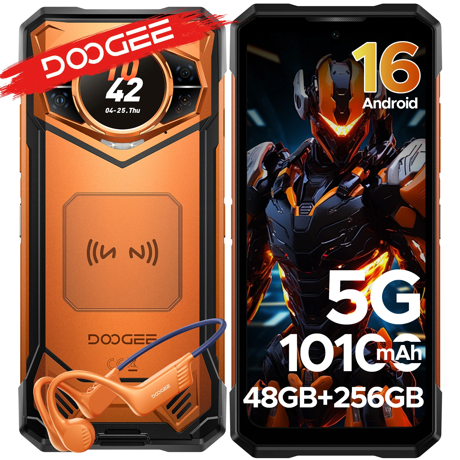 Globale Version DOOGEE S200 5G Handy, Outdoor-Smartphone 32GB 256GB AMOLED RAR Display mAh Akku 100MP AI Kamera Smartphone NFC