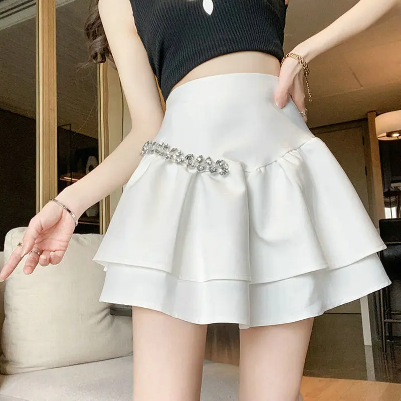 Plissee Rock Frauen Kawaii Schwarz Hohe Taille Mini Röcke für Mädchen Sommer Koreanische Mode Adrette Elegante Image