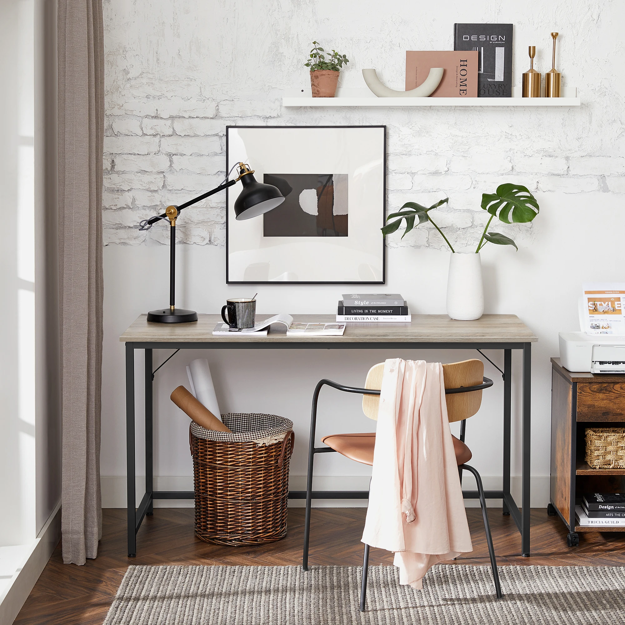 VASAGLE Schreibtisch, Computertisch, schmaler Bürotisch, 140 x 60 x 76 cm, Arbeitszimmer, Homeoffice, Büro, einfacher Aufbau