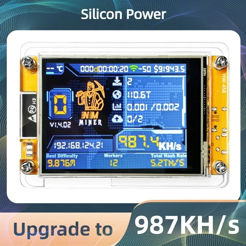 Bitcoin Solo Lottery NMMiner Hashrate 412KH/s Lucky Miner für Computer Nerd 2,8 Zoll Smart Display Crypto ESP32-2432S028R DROOM Image