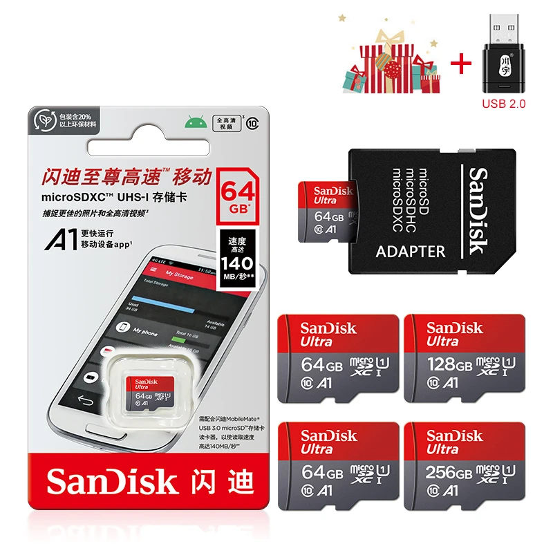 Micro SD Speicherkarte TF/SDKarte 32 GB 64 GB 256 GB 512 GB 120 M/S Class10 UHS-1 Flash Ultra 128 GB Kamera/Telefon für Kartenleser/Adapter Image