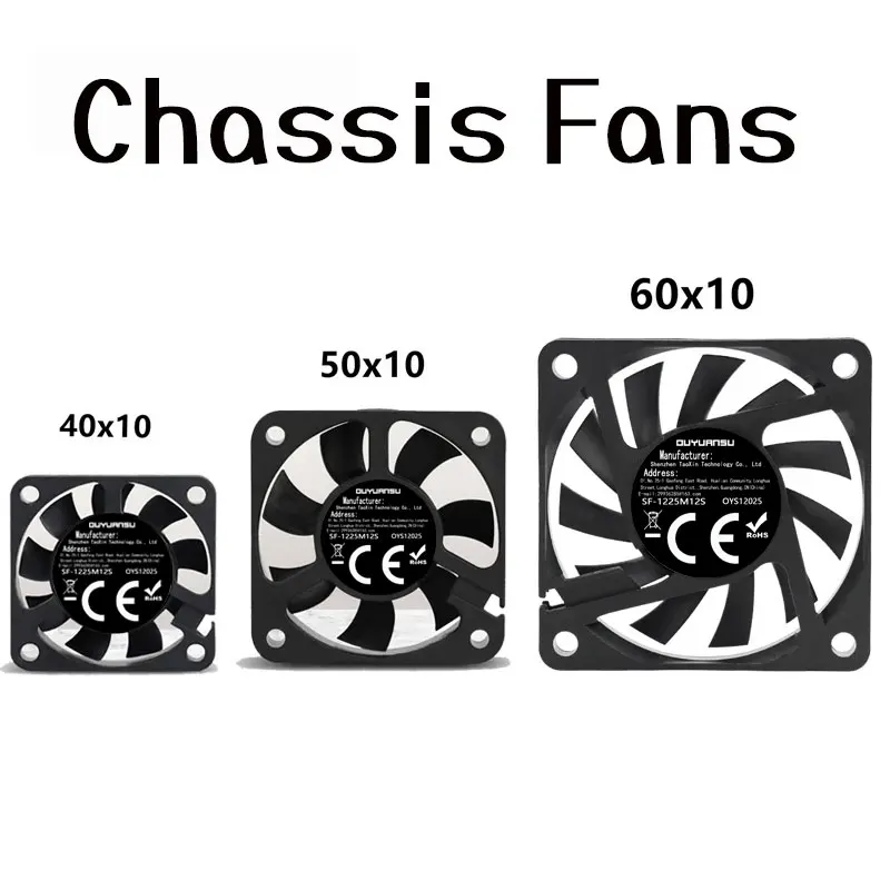 40 x 40 x 10 mm, 50 x 50 x 10 mm, 60 x 60 x 10 mm, 5 V, 2-polig, PC, Computer, CPU-System, Kühlkörper, bürstenloser Lüfter, geräuschloses Gehäuse, Kühlerlüfter Image