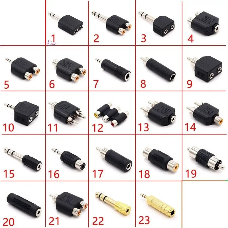 10/5/2/1 stücke 6,35/6,5mm stecker auf 3,5mm Audio Stereo/mono Jack Buchse Auf 2 RCA Stecker Audio Jack Stecker Adapter Konverter Lautsprecher Image