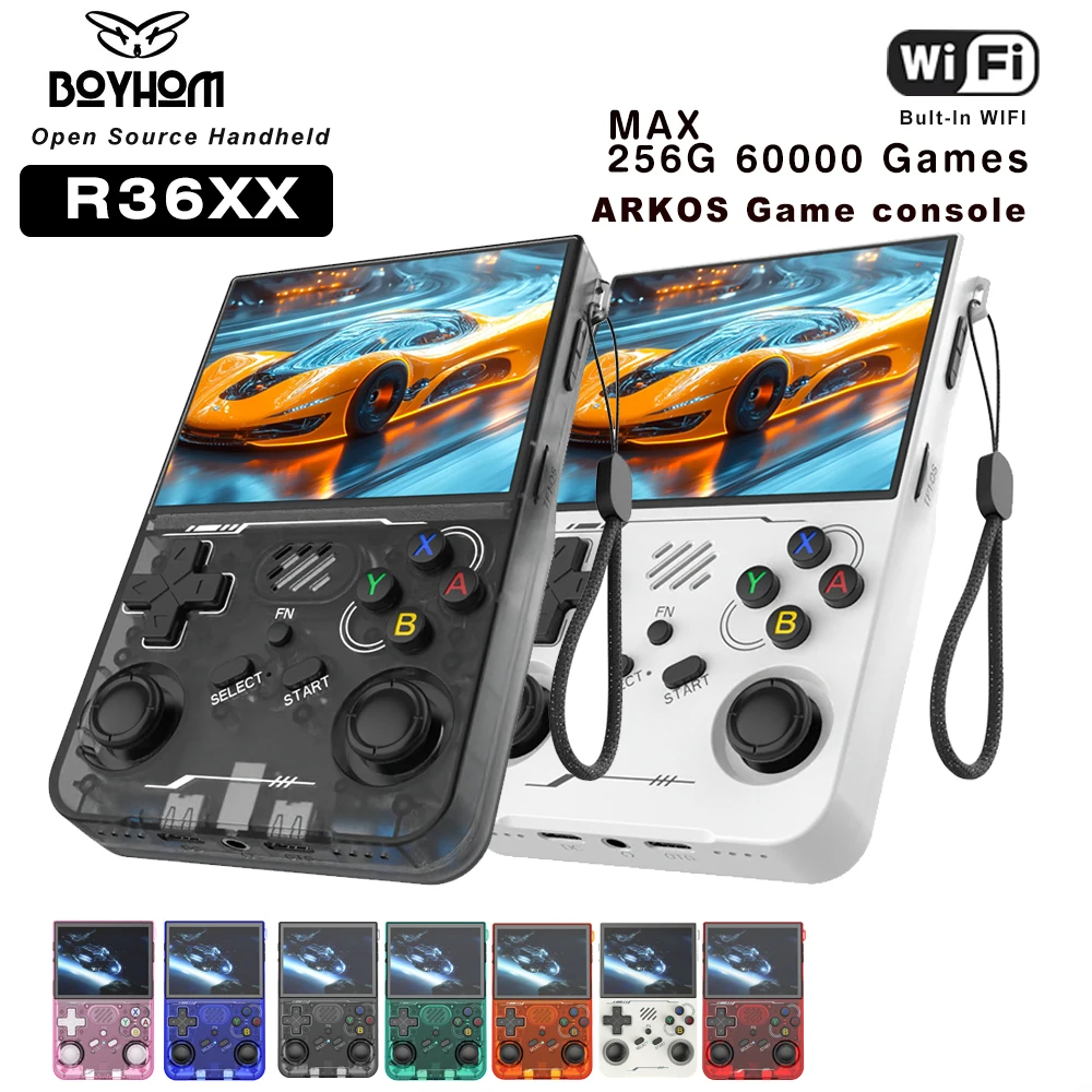 BOYHOM R36XX Verbesserte Retro-Handspielkonsole | Linux ARKOS | WLAN | Taschenspieler | Unterstützt PS1/PSP/N64/GBA Image