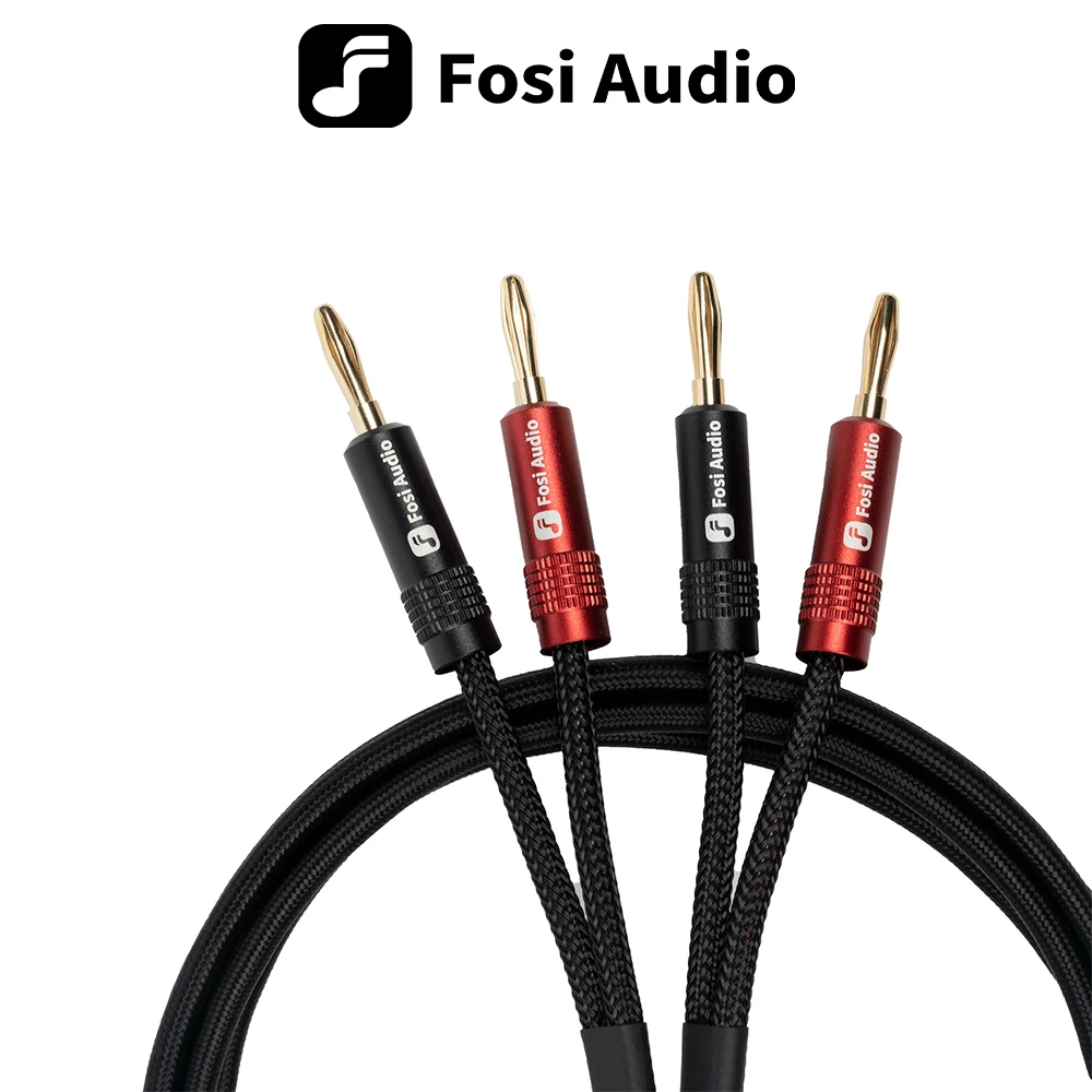Nylon geflochtenes Hi-Fi-Lautsprecherkabel der Marke Fosi Audio mit vergoldeten Bananenspitzenstopfen – 1,8 m x 2/0,3 m x 2 Image