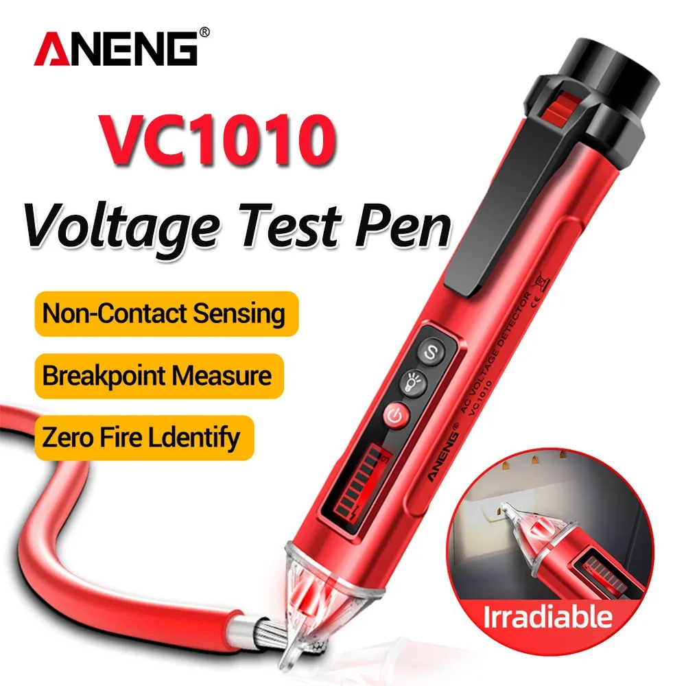 ANENG VC1010 Digitaler Spannungsdetektor-Teststift, 12–1000 V, berührungslos, Volt, Wechselspannung, Nullfeuerlinie, elektrischer Sensor, Testwerkzeuge Image