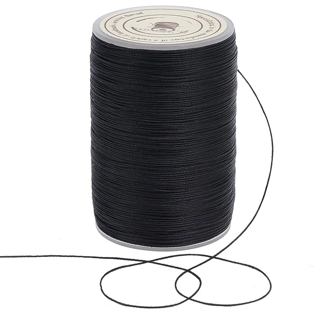175 Yards/160 m schwarz gewachste Polyesterschnur 0,3 ~ 0,4 mm gedrehtes Nähen gewachster Faden Polyesterschnur Nahtfaden Schnur Wachs Image