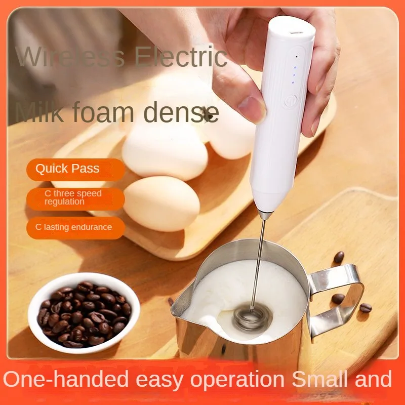 Handbesen, automatischer tragbarer Mini-Mixer aus Edelstahl, 3-Gang-verstellbarer, wiederaufladbarer USB-Mixer, Milchaufschäumer Image