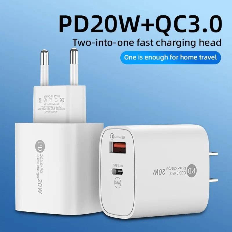 20w USB-Schnell ladegerät pd Typ c Schnell ladegerät EU/US-Stecker adapter für iPhone Xiaomi Samsung Huawei USB C Wand ladegerät Image