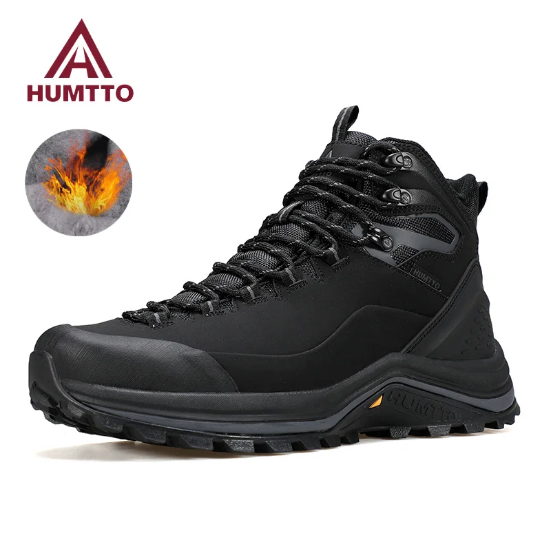 HUMTTO Warme Schneestiefel für Herren 2024 Trainingsschuhe Winter Herren-Sneaker Leder-Wanderschuhe Outdoor Casual Trekking-Stiefel Image