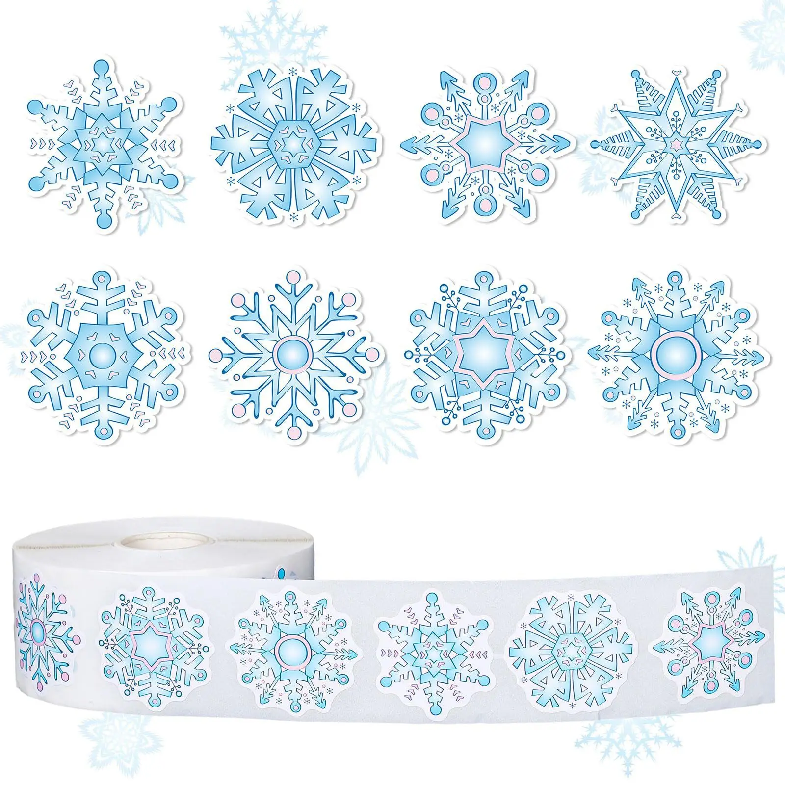 500 Stück/Rolle blaue Schneeflocke Frohe Weihnachten Aufkleber Geschenk Umschlag Siegeletikett Dekoration Briefpapier Aufkleber 2,5 cm Image